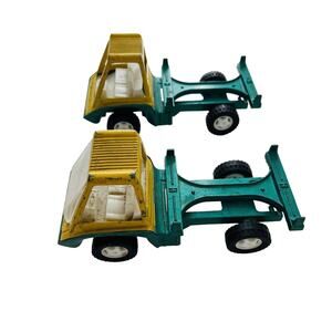 2 Vintage 1969 Hubley Log Truck Gabriel Industries Inc 1911 Pressed Steel Green